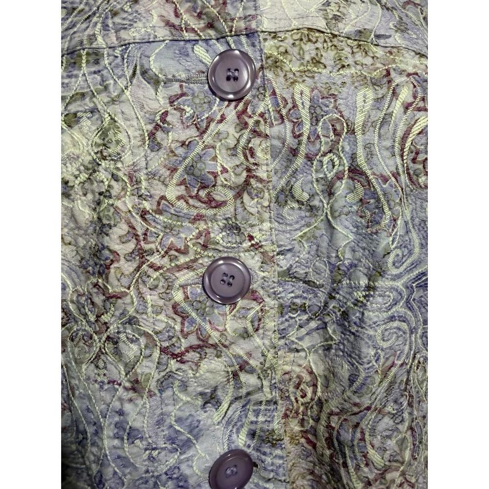 Baxter & Wells Button Front Jacket Womens XL Lavender Purple Embroidered Light - Picture 2 of 9